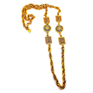 𝅺1980s Premier Designs Gold-Tone Faux Diamond Vintage Chain Necklace 17"